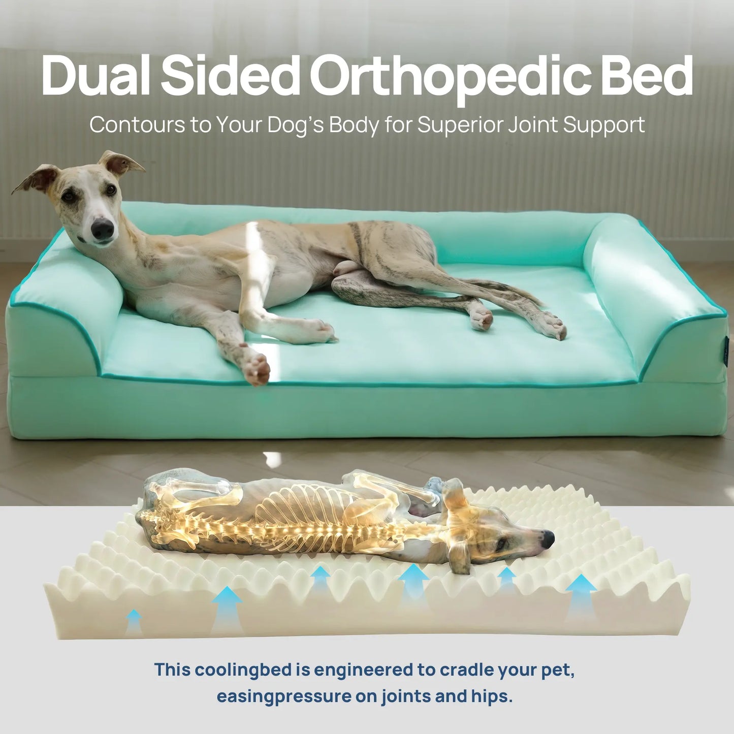 [Father'S Day Gift Ideas] Blunique Pets Cooling Dog Sofa & Mat Q-MAX 0.4 Gel-Free Electricity-Free Non-Slip Waterproof Egg-Crate Foam Support Bed Outdoor Use for Dogs Cats Tiktokshopspringglowup Summervibes