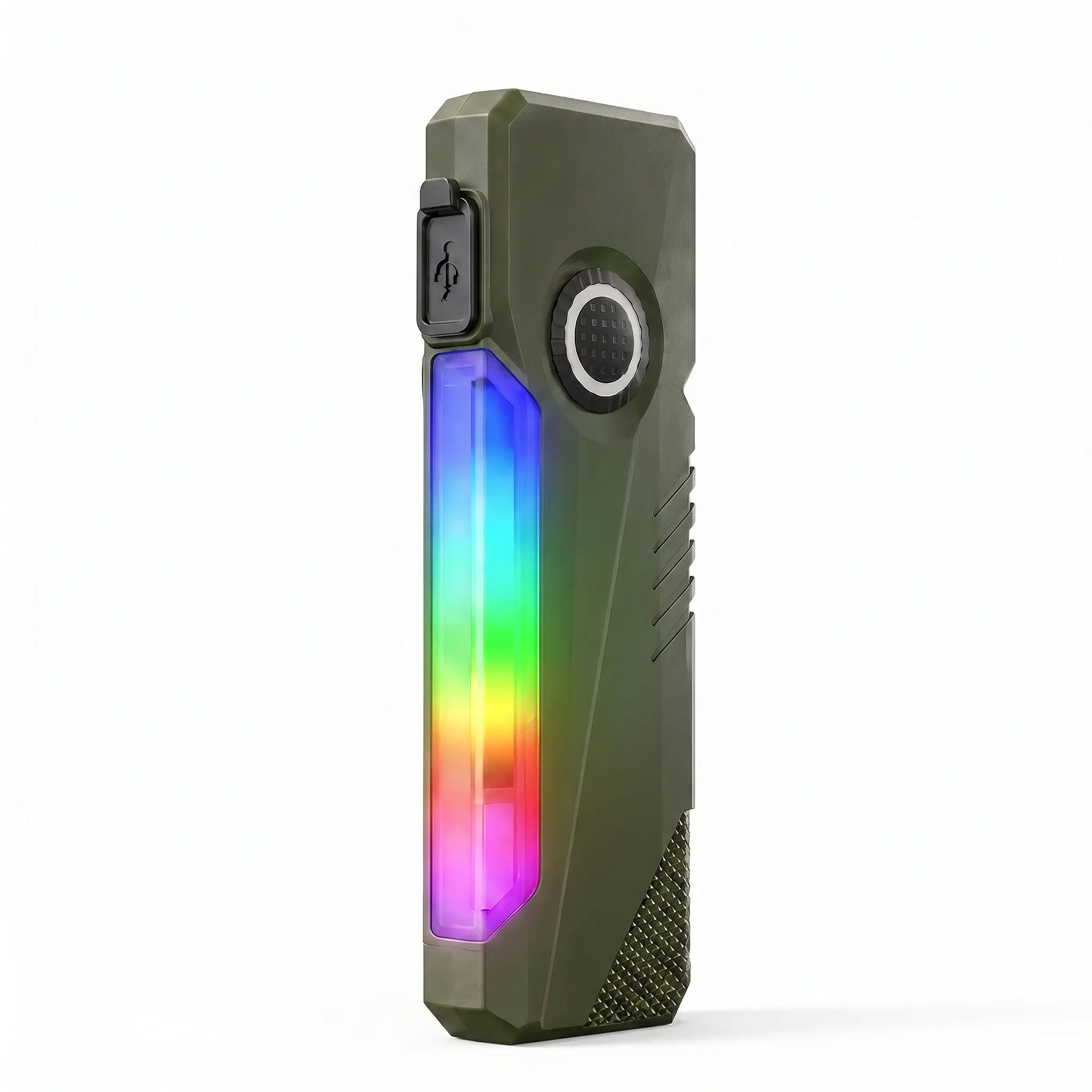 LETOUR Rechargeable EDC Flashlight 1200 Lumens, Ultra-Thin Pocket LED Light with Red Laser, UV Purple Light, RGB Side Lights, Magnetic Clip & Base, Multi-Functional Tactical