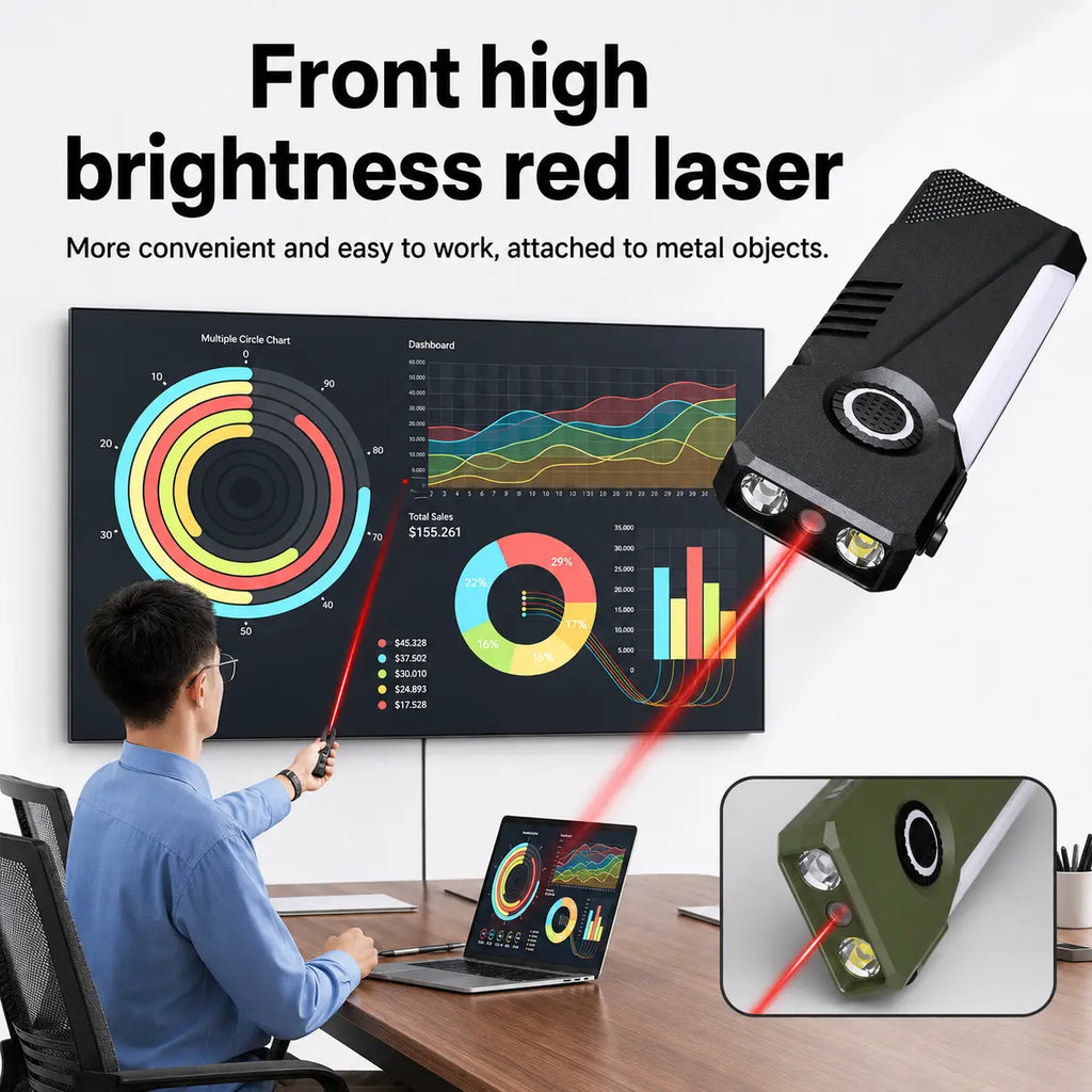 LETOUR Rechargeable EDC Flashlight 1200 Lumens, Ultra-Thin Pocket LED Light with Red Laser, UV Purple Light, RGB Side Lights, Magnetic Clip & Base, Multi-Functional Tactical