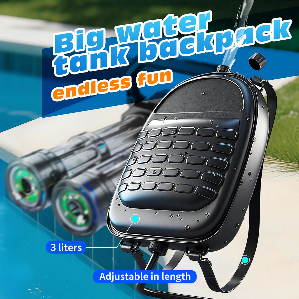 Gatling Electric Water Adults & Kids, Dual-Barrel, up to 49Ftmost Powerful Automatic Long-Range Squirt with LED Water-Sensor, Largewater Tank & Battery, Outdoor Toy, Summer Beach Toys Parties Play Pool for Yard Easter Gift Neat Gun Ball Shooting Game