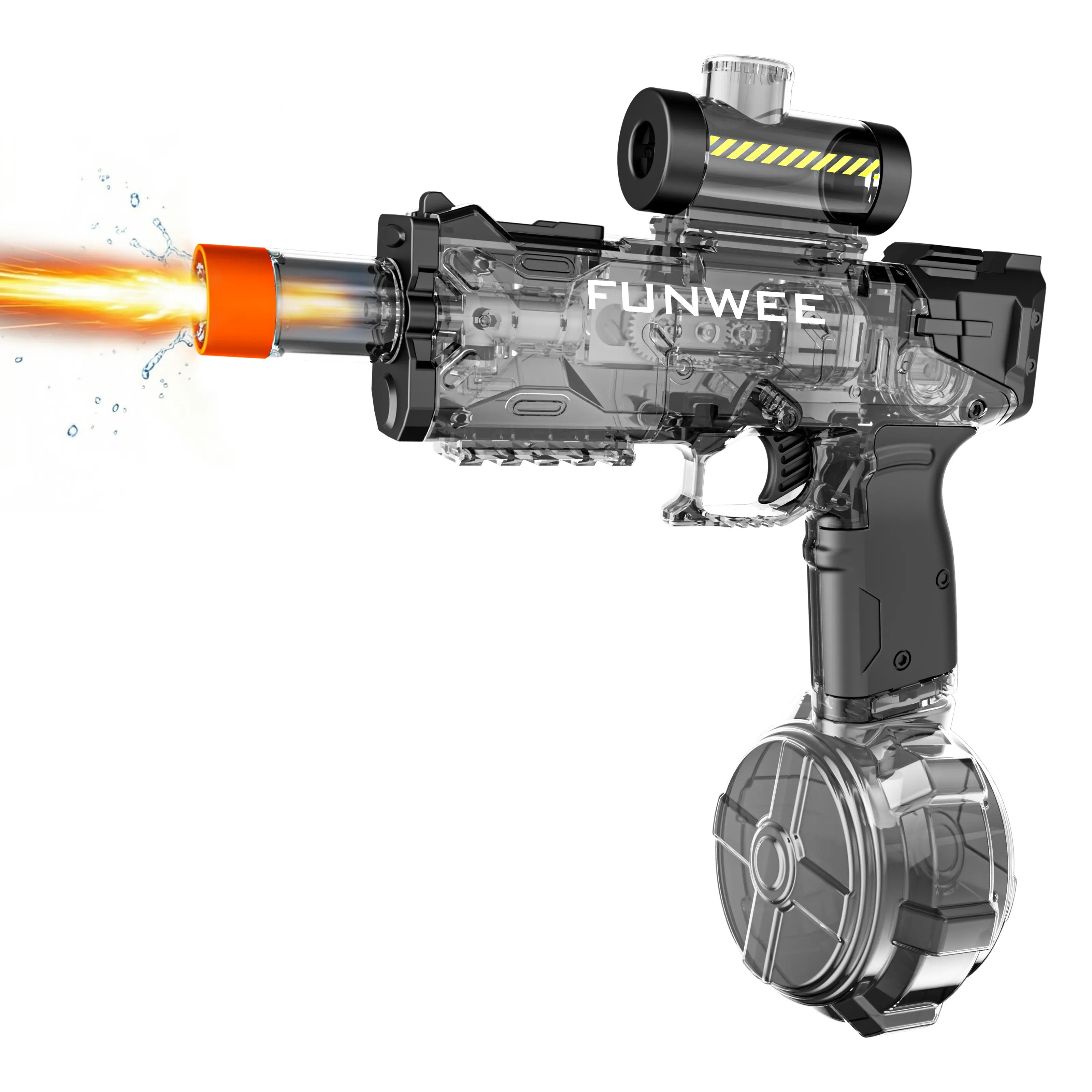 FUNWEE Ultimate Battle Powerful Electric Water Gun, Automatic Squirt Gun with Glowing Realistic Muzzle, 26Oz for Circle, 12Oz Standard, up to 19 Ft Range, Outdoor Summer Party Toys for Summer Tactical Multiplayer Team, Kids Outdoor Play