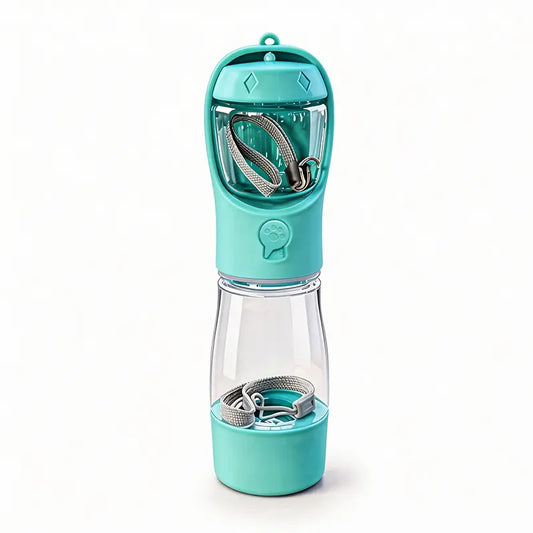 3 in 1 Pet Water Bottle 20 Oz - Leak Proof Portable Dog Water Container with Poop Bag Dispenser for Travel, Hiking & Outdoor Activities Holder